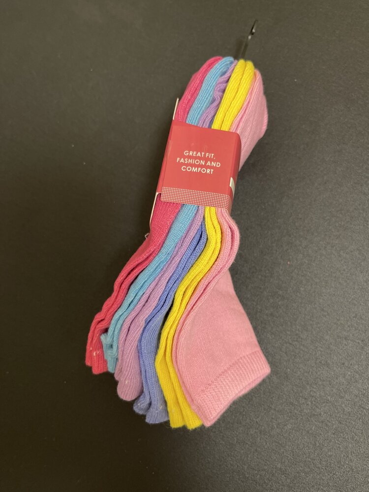 Multi Colored 6 Pack Toddler Socks