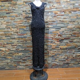 Pisarro Nights Black Off-The Shoulder Beaded Gown, Size 8