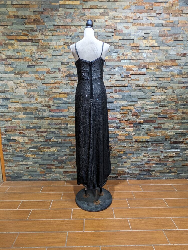 BCBG Max Azria Black All Over Sequin Gown, Size M