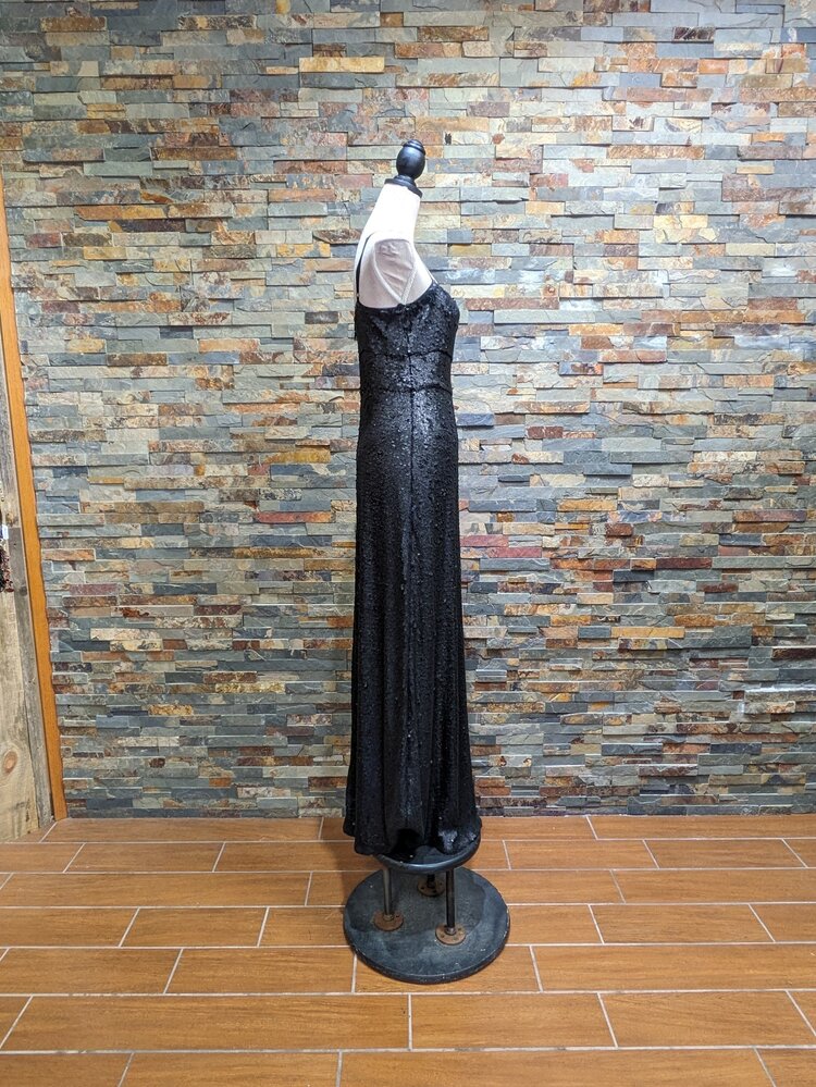 BCBG Max Azria Black All Over Sequin Gown, Size M