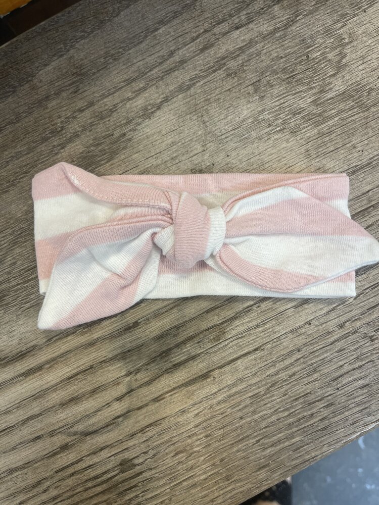 Pink & White Stripe Cotton Headband, Size Infant