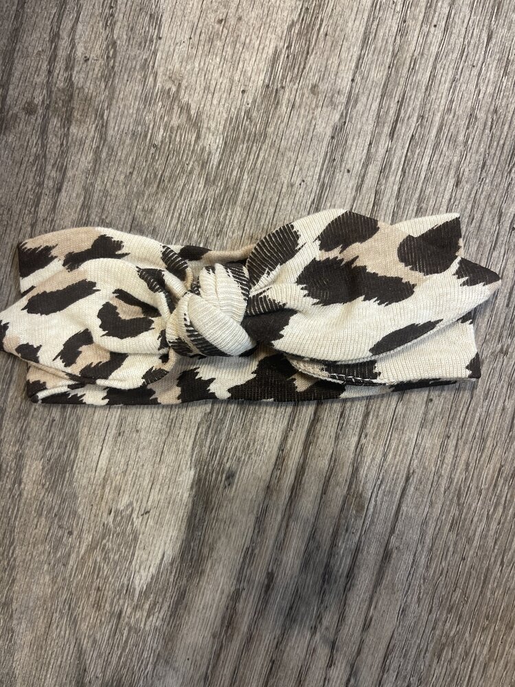 Tan & Brown Leopard Print Cotton Headband, Size Infant