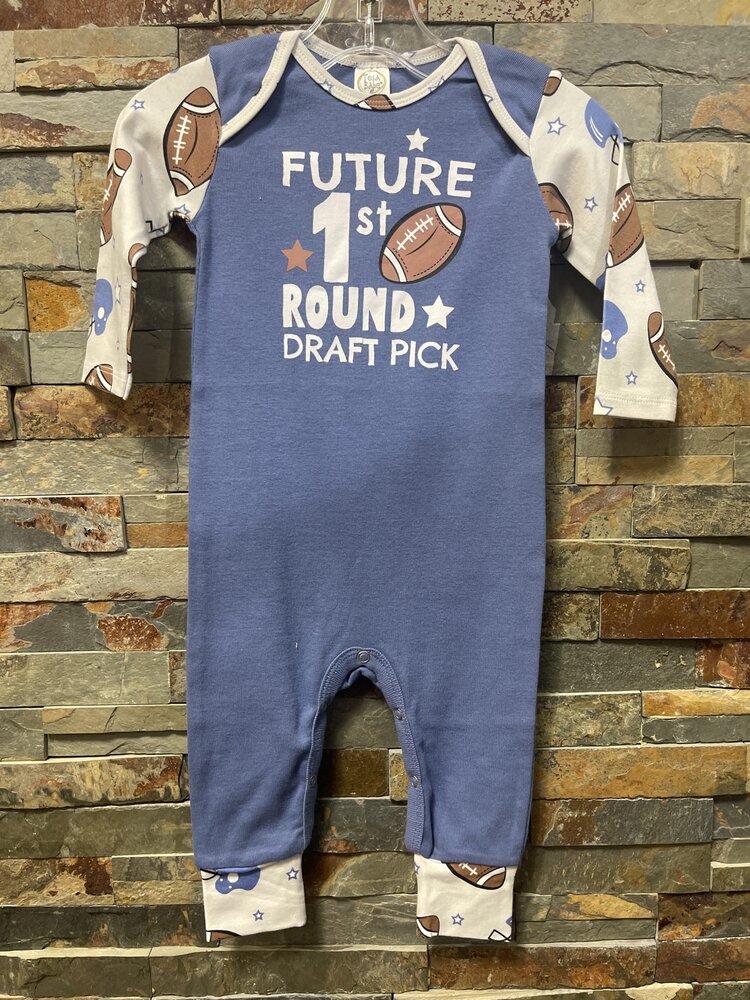 Blue Future 1st Round Draft Pic Cotton Romper, Size 6-9M