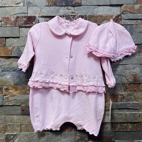 Pink Romper, Jacket and Hat Set , Size 0-3M