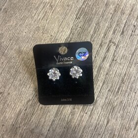 Silver Large CZ Stud Earrings
