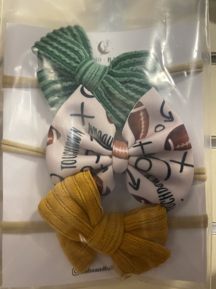 Packer Football Baby Bow Headband Set