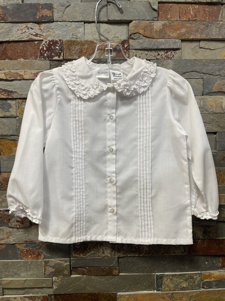 White Classic Ruffled Collar Blouse, Size 2T