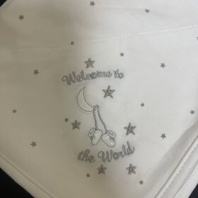 White Cotton Welcome to the World Blanket