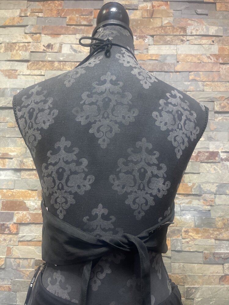 Black and Gold Beaded Halter Crop Top