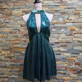 Free People Emerald Sleeveless Sequin Fit and Flare, Size S