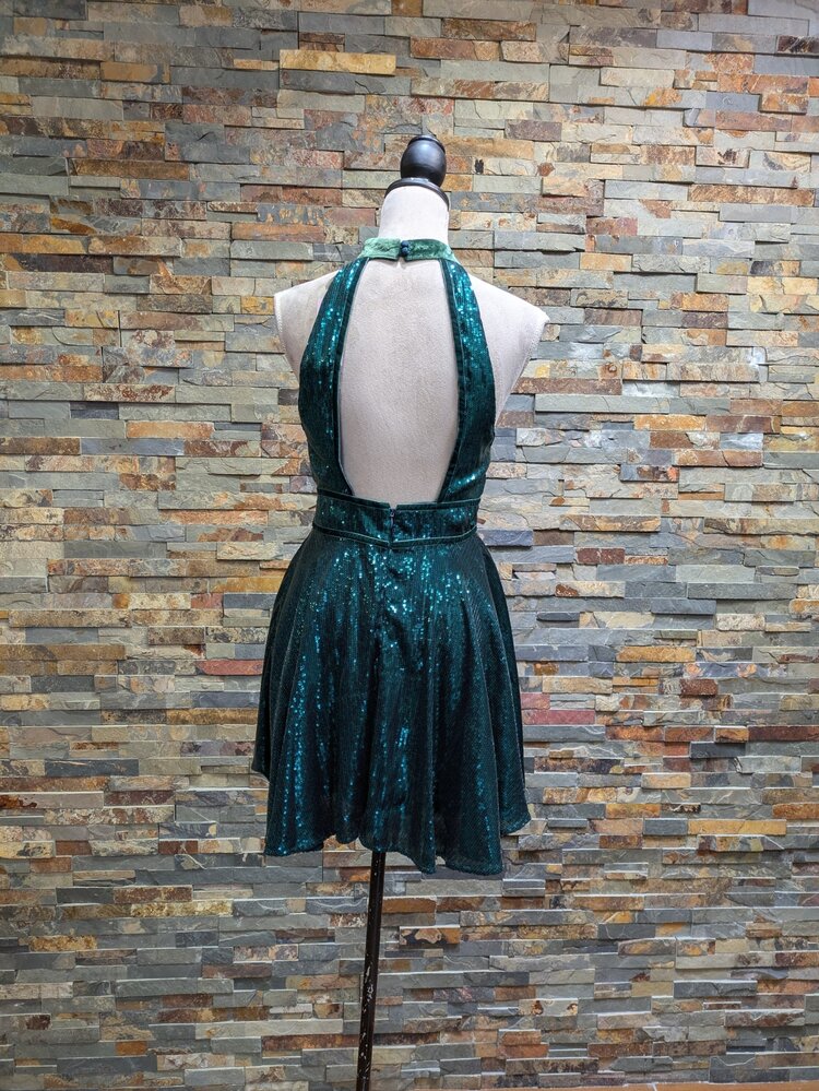 Free People Emerald Sleeveless Sequin Fit and Flare, Size S