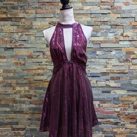 Free People Purple Sleeveless Sequin Fit and Flare, Size M