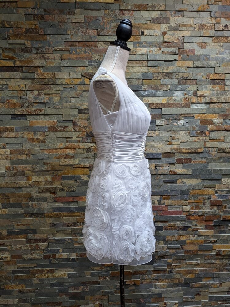 Sherri Hill White Tulle Floral Cocktail Dress, Size 6