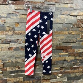 Navy, Red & White Patriotic Kids Leggings