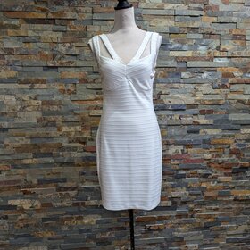 White Sassy Bodycon w/ Gold Studs, Size 12