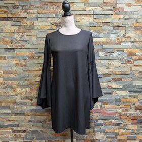 Aqua Black Bell Sleeve Casual Dress, Size M