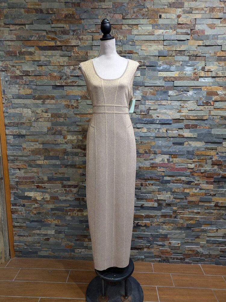 Calvin Klein Gold Metallic Gown, Size L