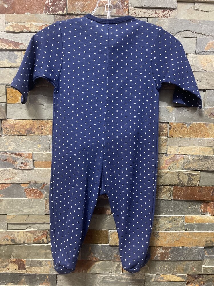 Navy with White Stars and Reindeer Patch Footsie, Size 3M
