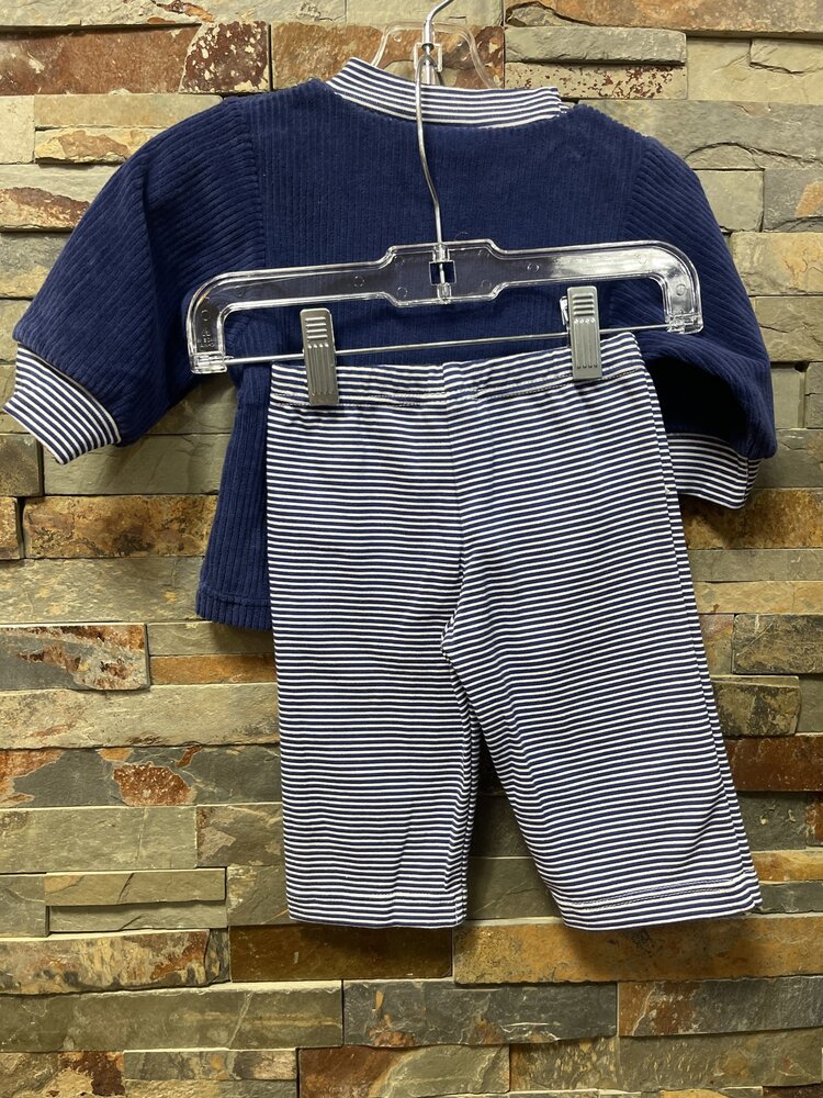 Blue & White Bear Pantset, Size 3M