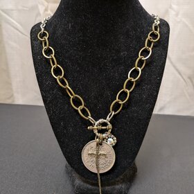 Mixed Chains w/front Toogled Edged Coin Cross