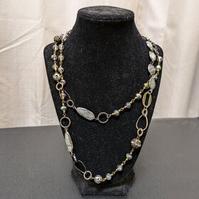 Long Symmetrical Bezel Link Necklace