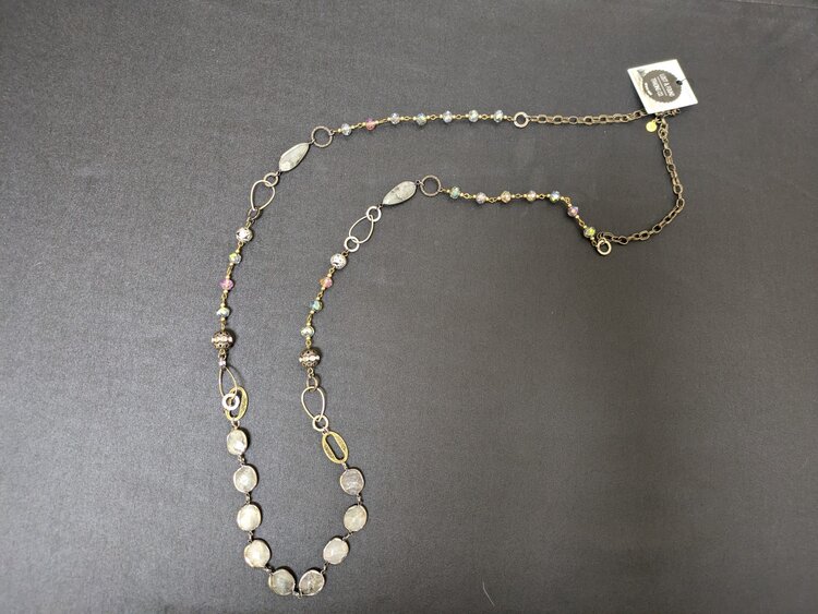 Long Symmetrical Bezel Link Necklace