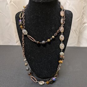 Nickel Symmetrical, Rosaried Beaded Necklace