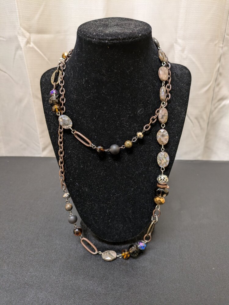 Nickel Symmetrical, Rosaried Beaded Necklace