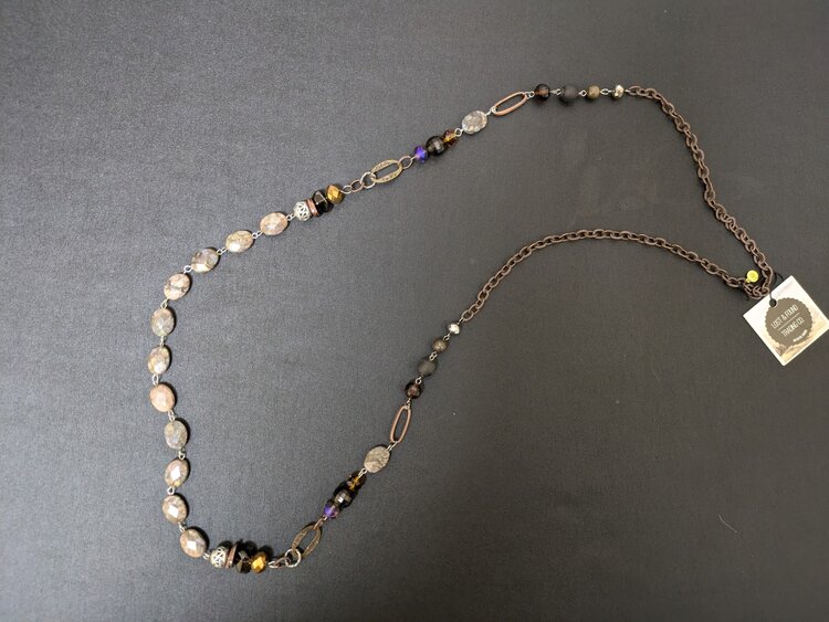 Nickel Symmetrical, Rosaried Beaded Necklace