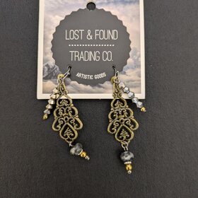 Dainty Filigree w/Beads on Wire Earrings