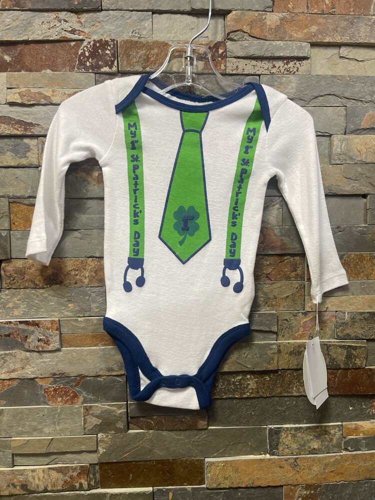 White Onesie w/ St. Patrick's Day  Design, Size 3-6M