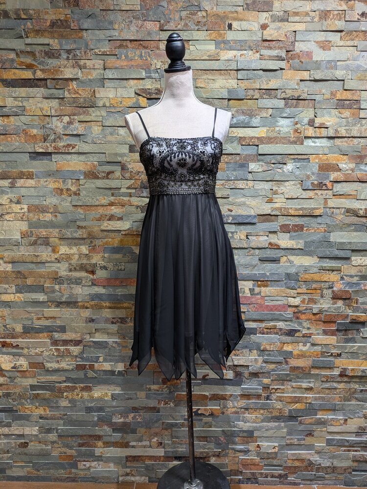 Sue Wong Black Embellished Ornate Dress, Size 0