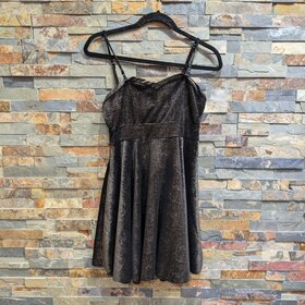 Free People Black & Gold Shimmer and Shine Dress, Size S