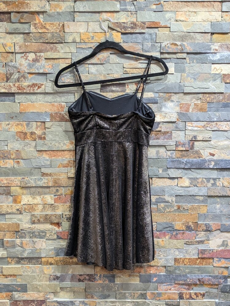 Free People Black & Gold Shimmer and Shine Dress, Size S
