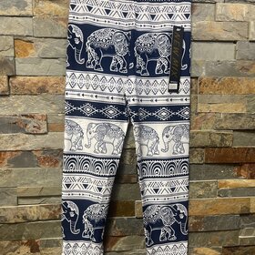 Navy & White Elephant Print Kids  Leggings