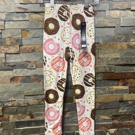 White with Donut Print Kids Leggings