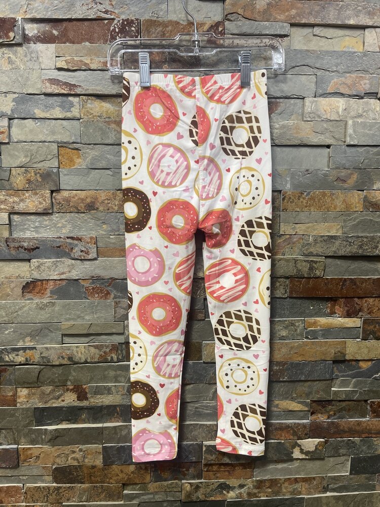 White with Donut Print Kids Leggings