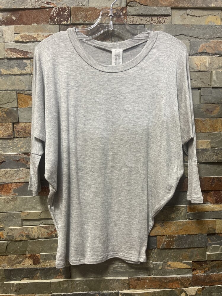 Heather Gray Long Dolman Sleeve Top
