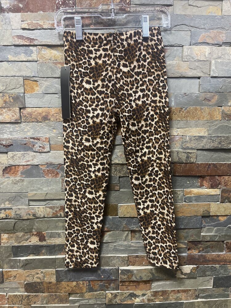 Brown & Black Leopard Print Kids Leggings