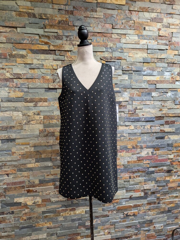 French Connection Black Rhinestone Cocktail Dress, Size