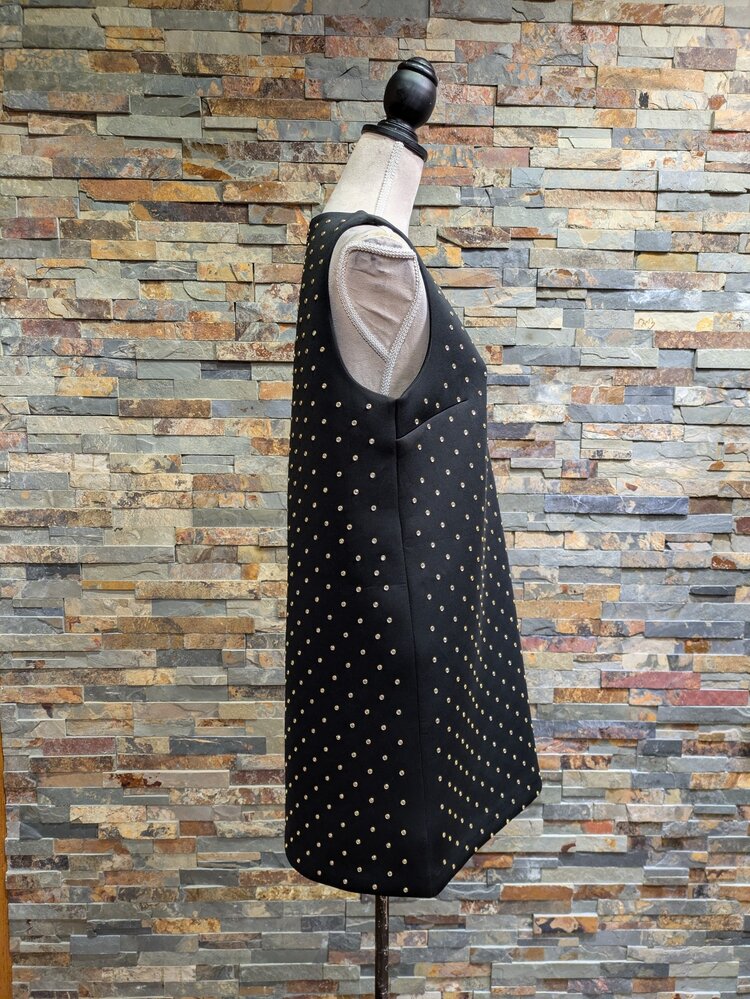 French Connection Black Rhinestone Cocktail Dress, Size