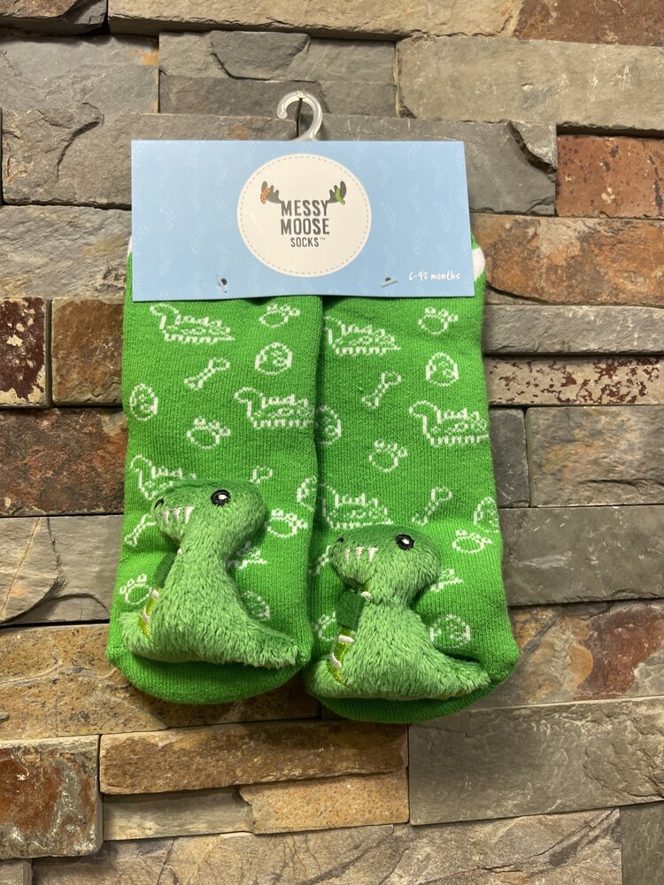 Green Dinosaur Socks, Size 6-48 Months