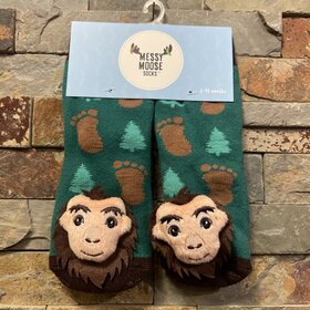Brown & Green Sasquatch  Socks, Size 6-48 Months