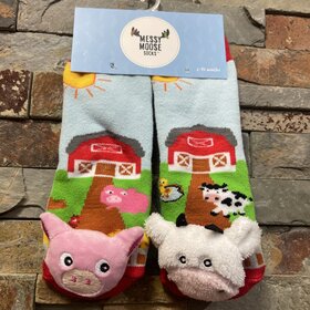 Mismatched Cow & Pig Socks, Size 6-48 Months