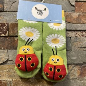 Light Green Ladybug Socks, Size 6-48 Months