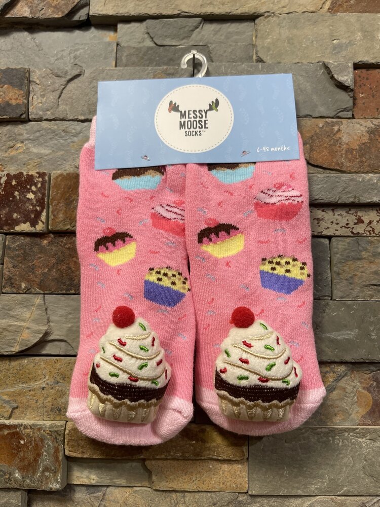 Pink Cupcake Socks, Size 6-48 Months