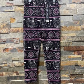 Black & Pink Elephant Print Kids Leggings