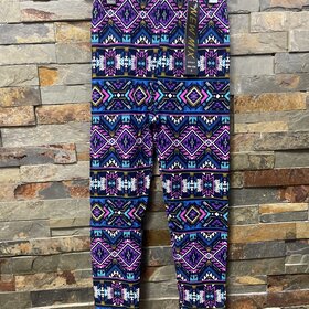 Navy & Purple Tribal Print Kids Leggings