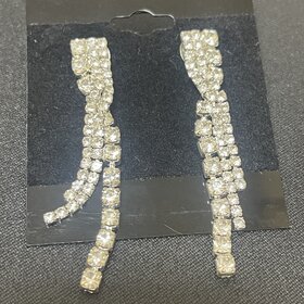 Silver Rhinestone Trinity  Earrings