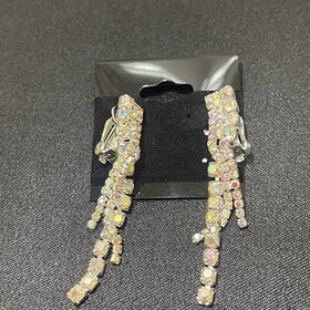 Silver Trinity AB Rhinestone Earrings